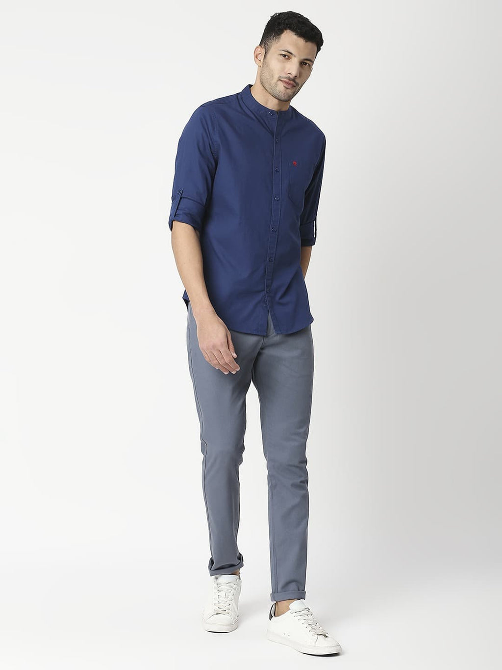 Thomas Scott Men Blue Slim Fit Casual Cotton Shirt