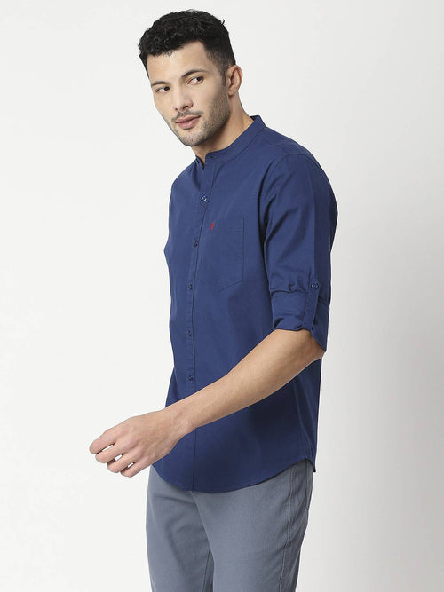 Thomas Scott Men Blue Slim Fit Casual Cotton Shirt