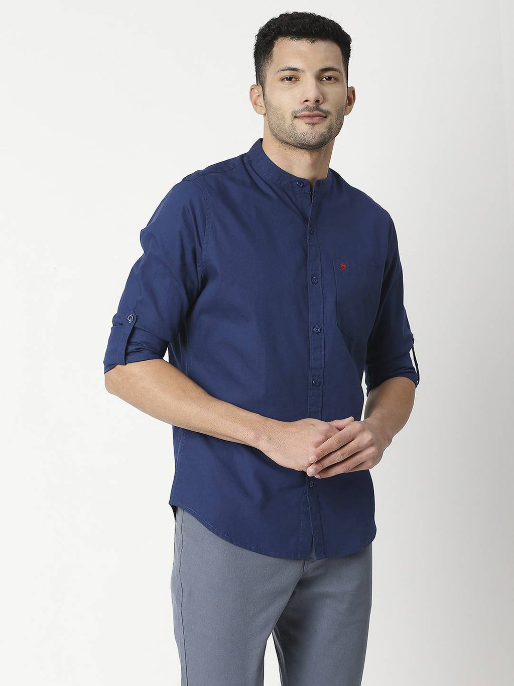 Thomas Scott Men Blue Slim Fit Casual Cotton Shirt