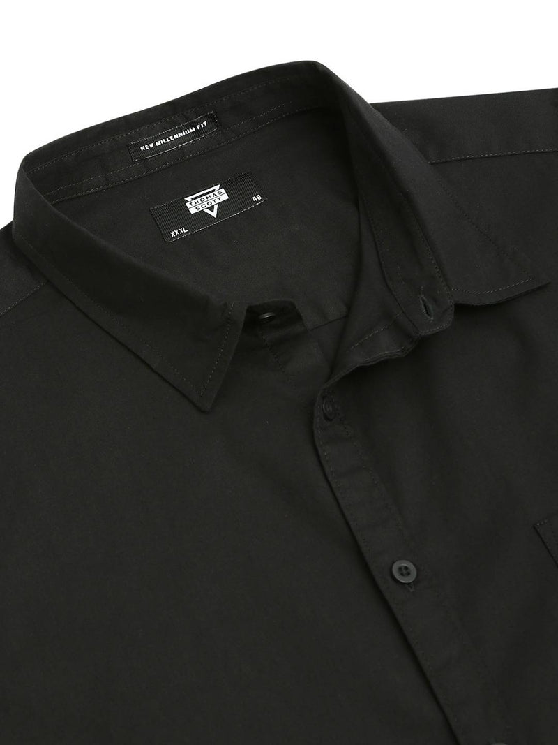 Thomas Scott Men Plus Size Classic Spread Collar Pure Cotton Casual Shirt