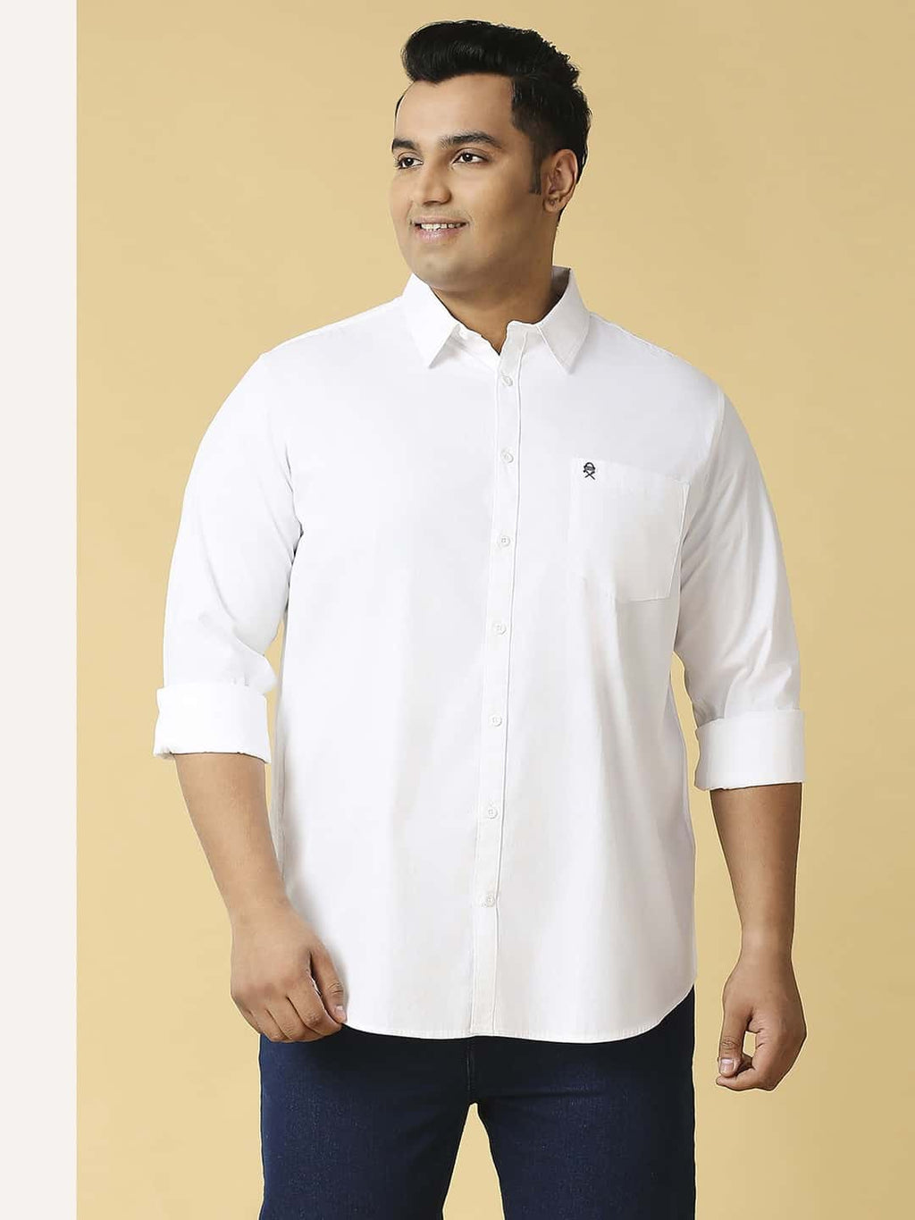 Thomas Scott Men Plus Size Classic Spread Collar Pure Cotton Casual Shirt