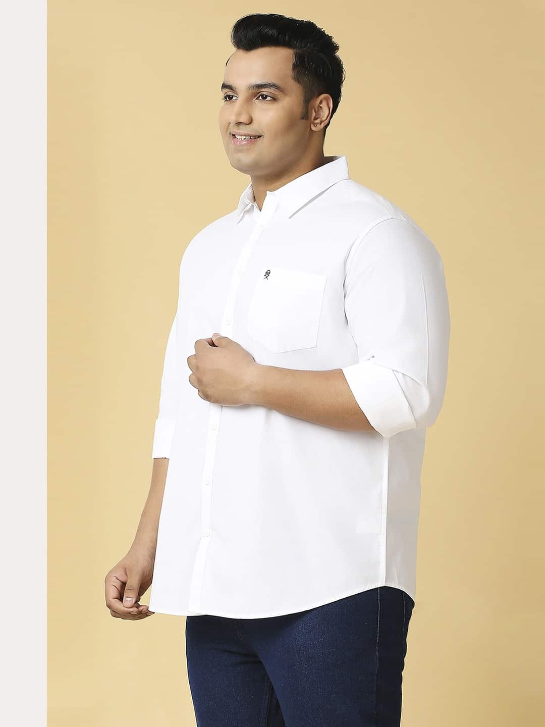 Thomas Scott Men Plus Size Classic Spread Collar Pure Cotton Casual Shirt