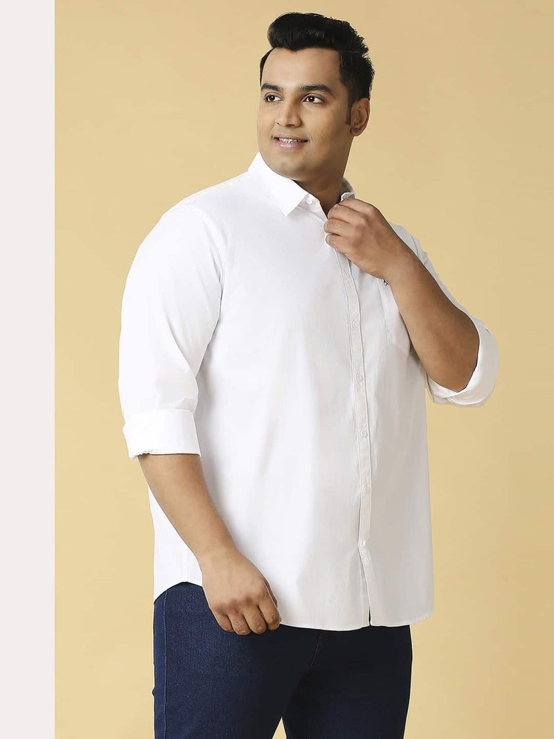 Thomas Scott Men Plus Size Classic Spread Collar Pure Cotton Casual Shirt