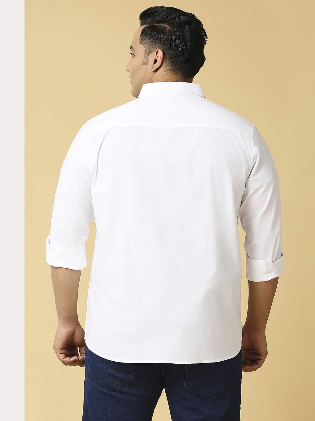 Thomas Scott Men Plus Size Classic Spread Collar Pure Cotton Casual Shirt
