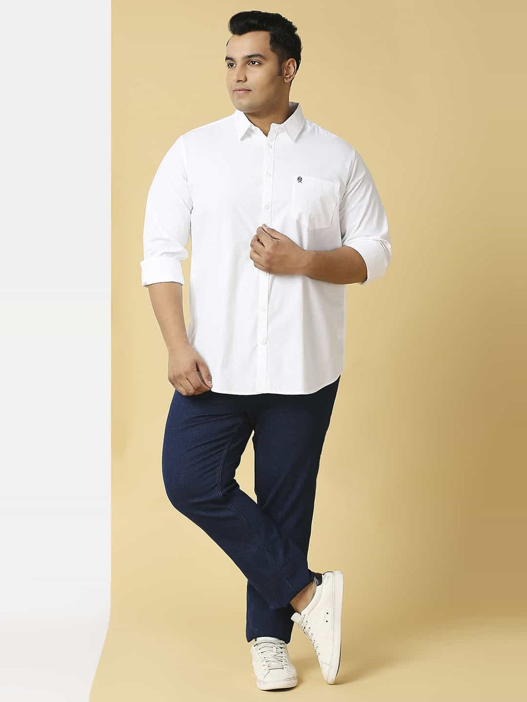 Thomas Scott Men Plus Size Classic Spread Collar Pure Cotton Casual Shirt