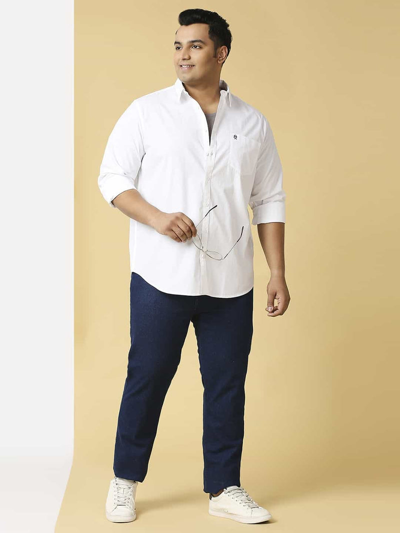 Thomas Scott Men Plus Size Classic Spread Collar Pure Cotton Casual Shirt