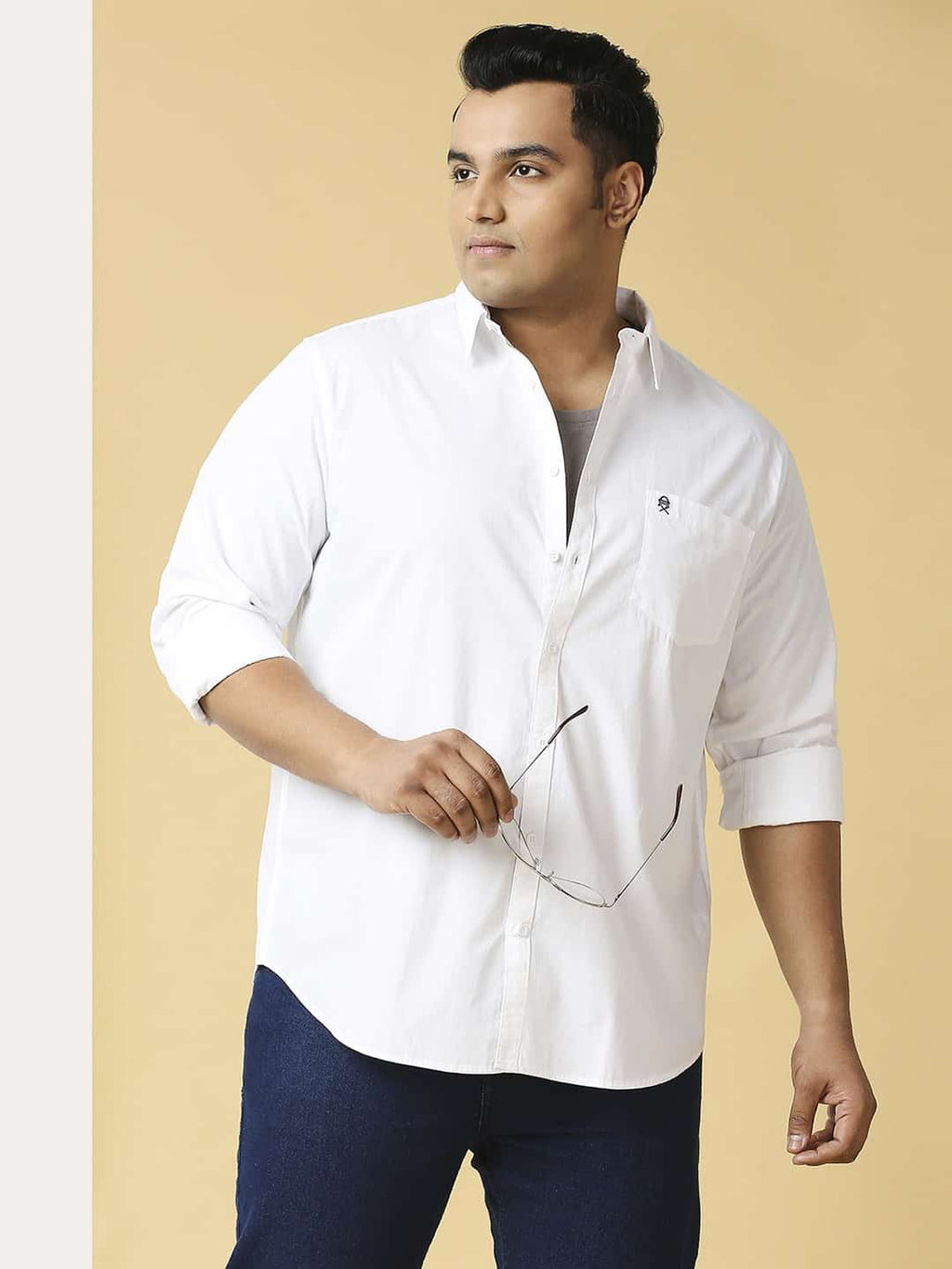 Thomas Scott Men Plus Size Classic Spread Collar Pure Cotton Casual Shirt
