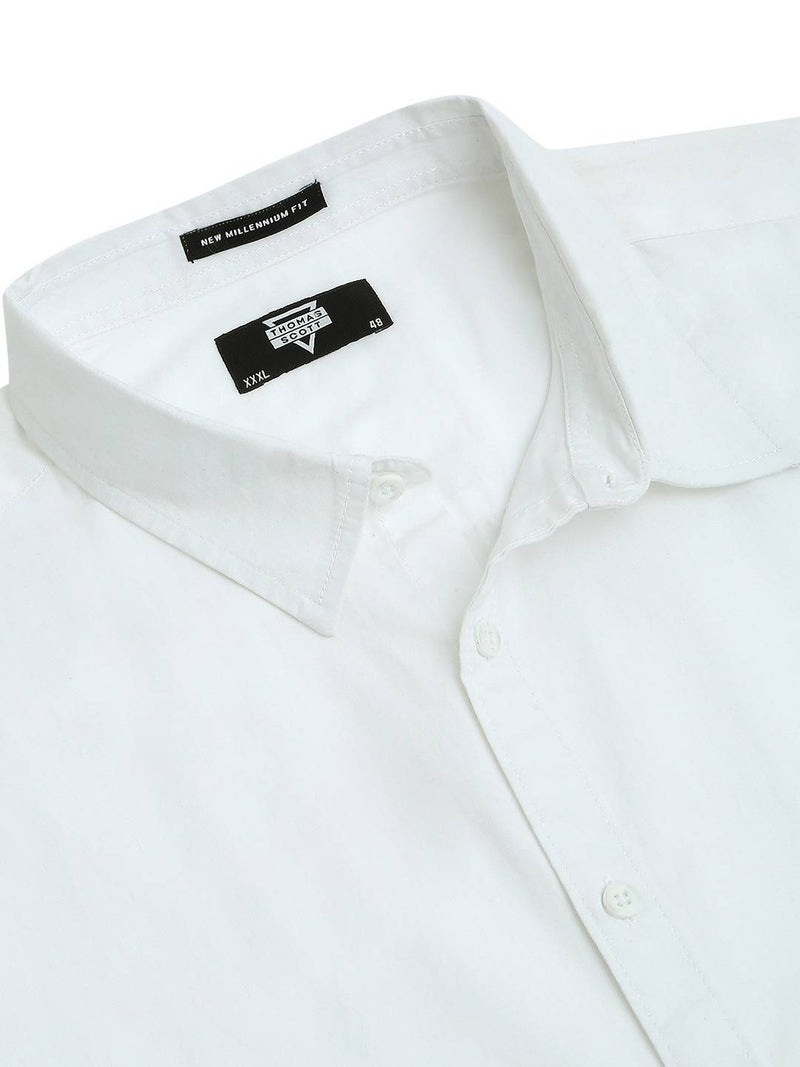 Thomas Scott Men Plus Size Classic Spread Collar Pure Cotton Casual Shirt