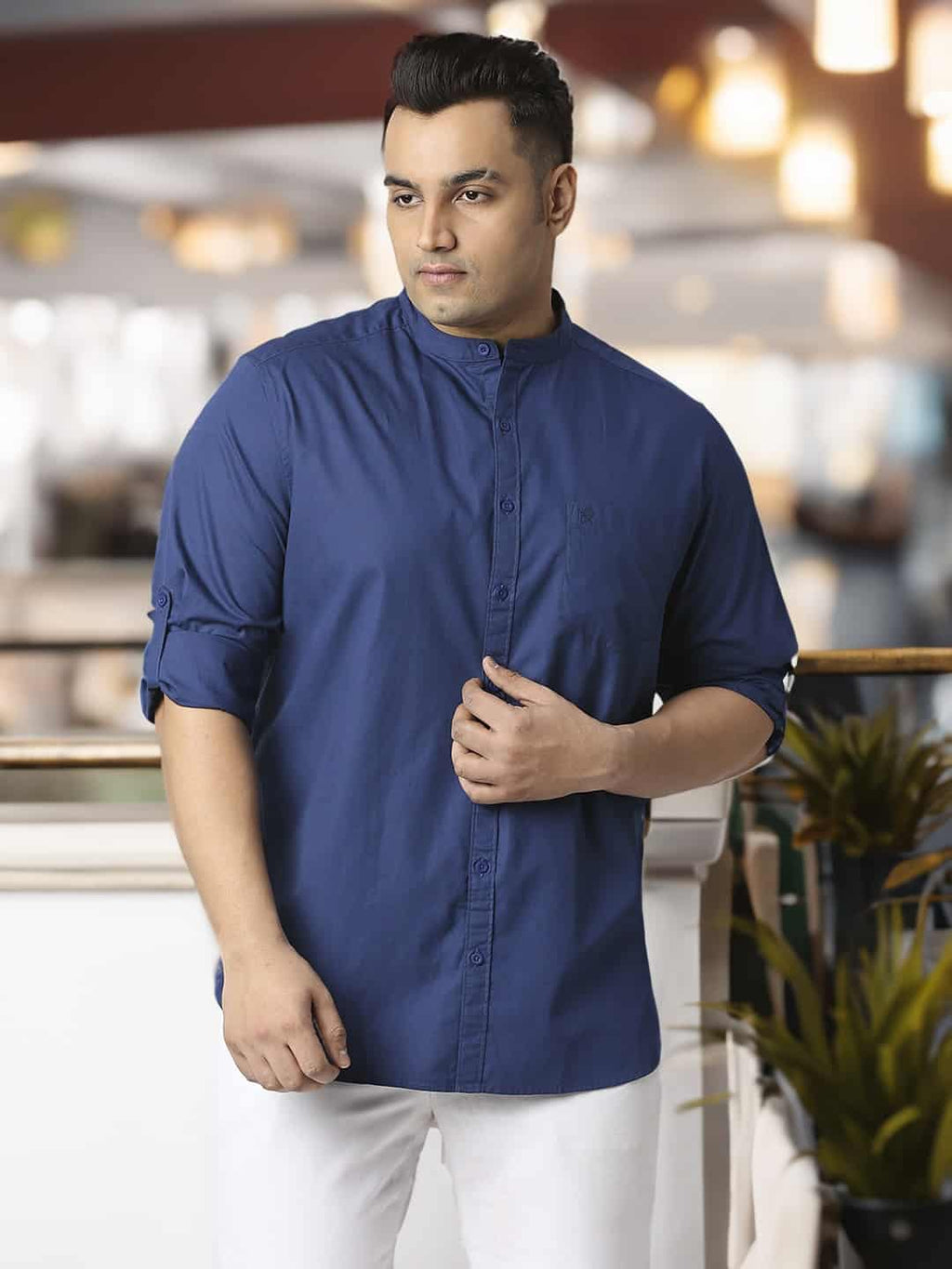 Thomas Scott Men Plus Size Premium Slim Fit Pure Cotton Casual Shirt