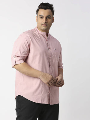 Thomas Scott Men Plus Size Mandarin Collar Slim Fit Cotton Casual Shirt