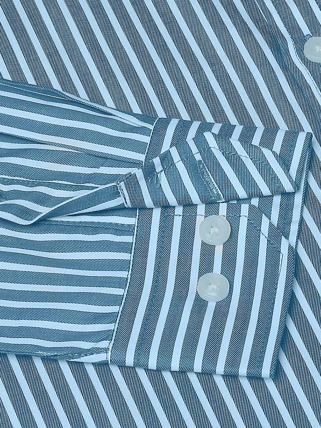 Thomas Scott Men Classic Slim Fit Striped Pure Cotton Formal Shirt