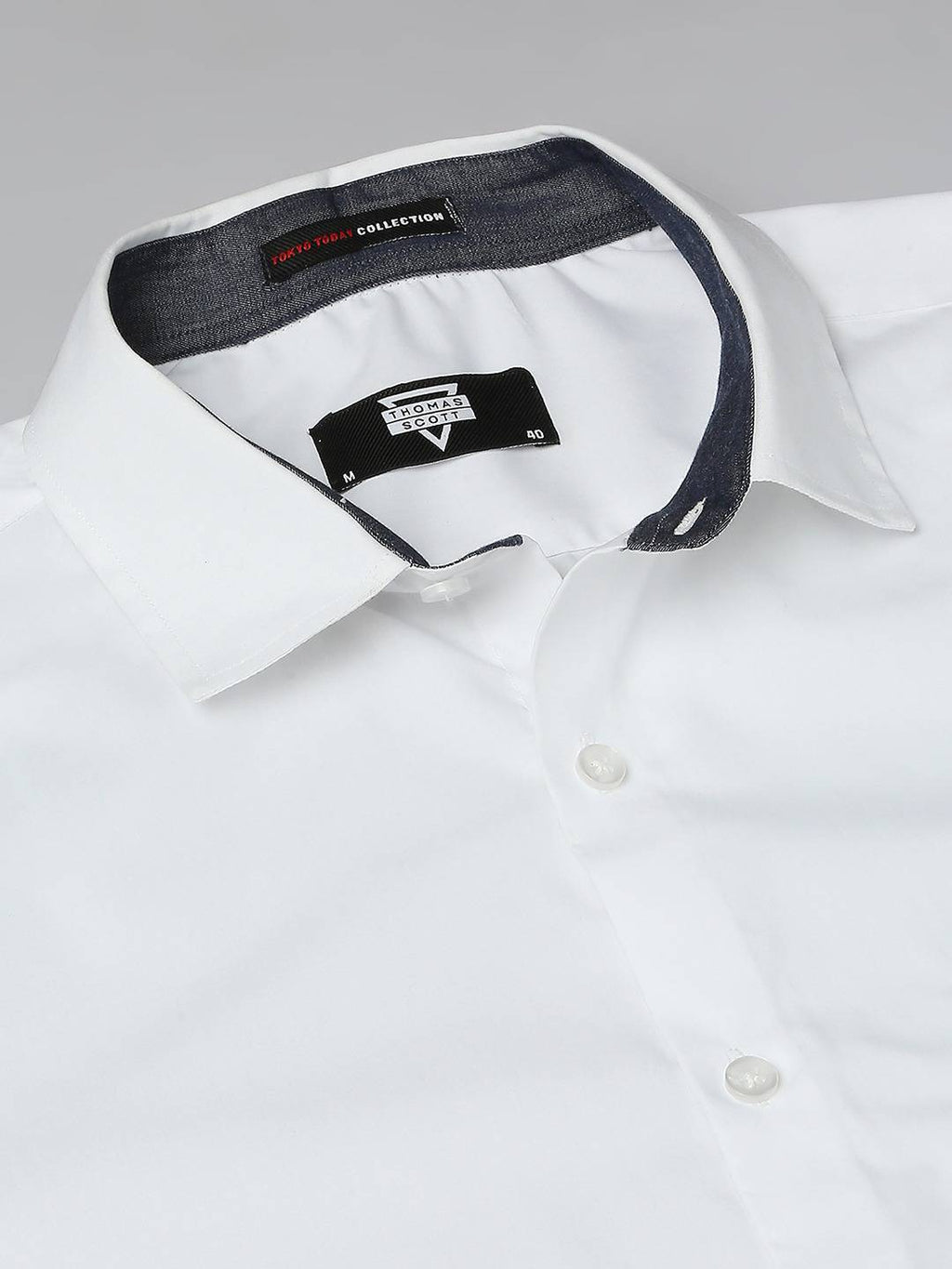 Thomas Scott Men Spread Collar Classic Fit Slim Fit Pure Cotton Formal Shirt