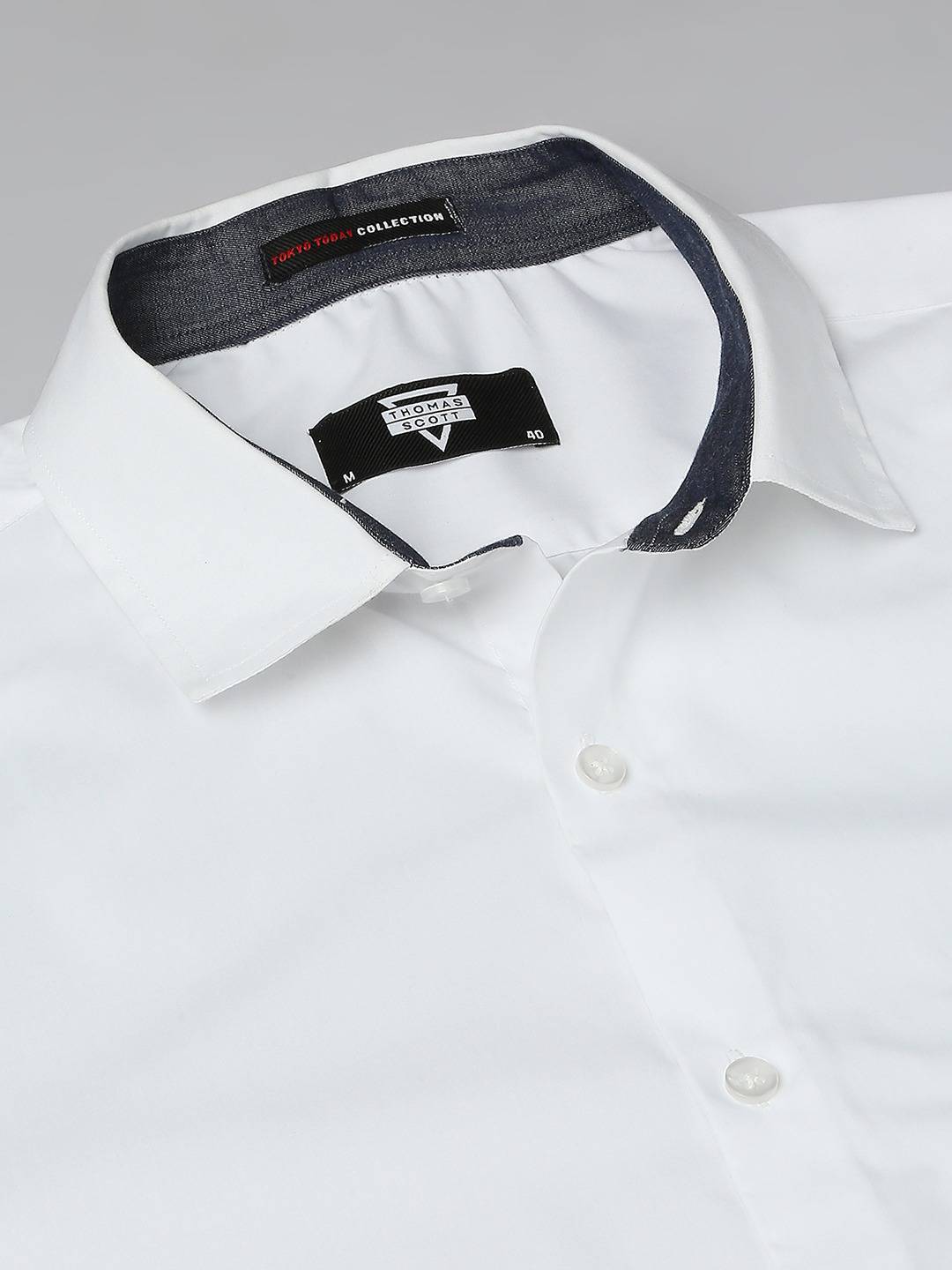 Thomas Scott Men Spread Collar Classic Fit Slim Fit Pure Cotton Formal Shirt