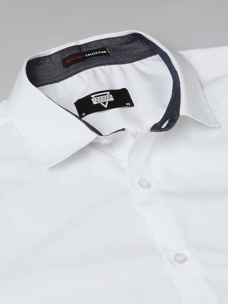 Thomas Scott Men Spread Collar Classic Fit Slim Fit Pure Cotton Formal Shirt