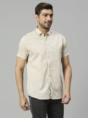 Thomas Scott Men Classic Slim Fit Opaque Cotton Linen Casual Shirt