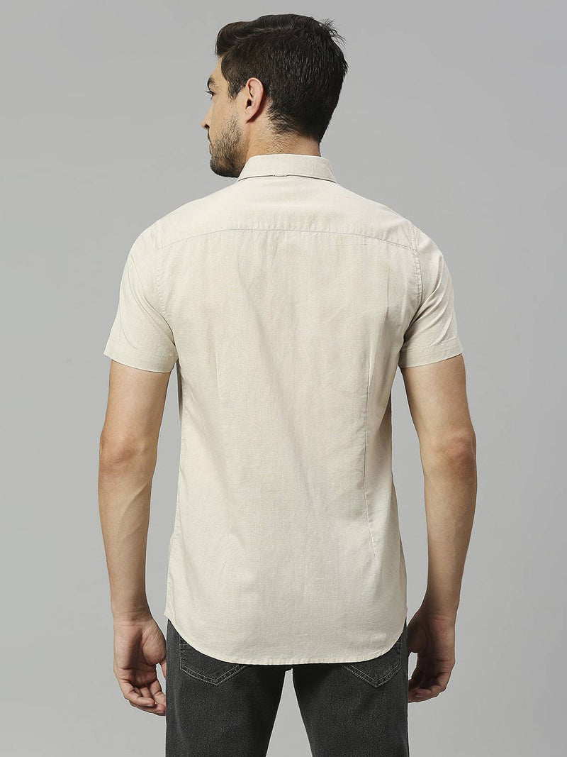 Thomas Scott Men Classic Slim Fit Opaque Cotton Linen Casual Shirt