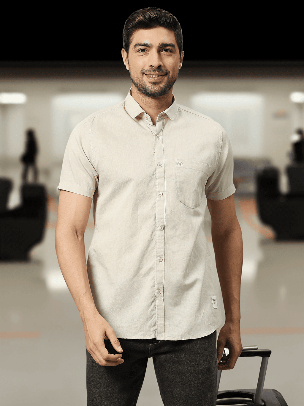 Thomas Scott Men Classic Slim Fit Opaque Cotton Linen Casual Shirt