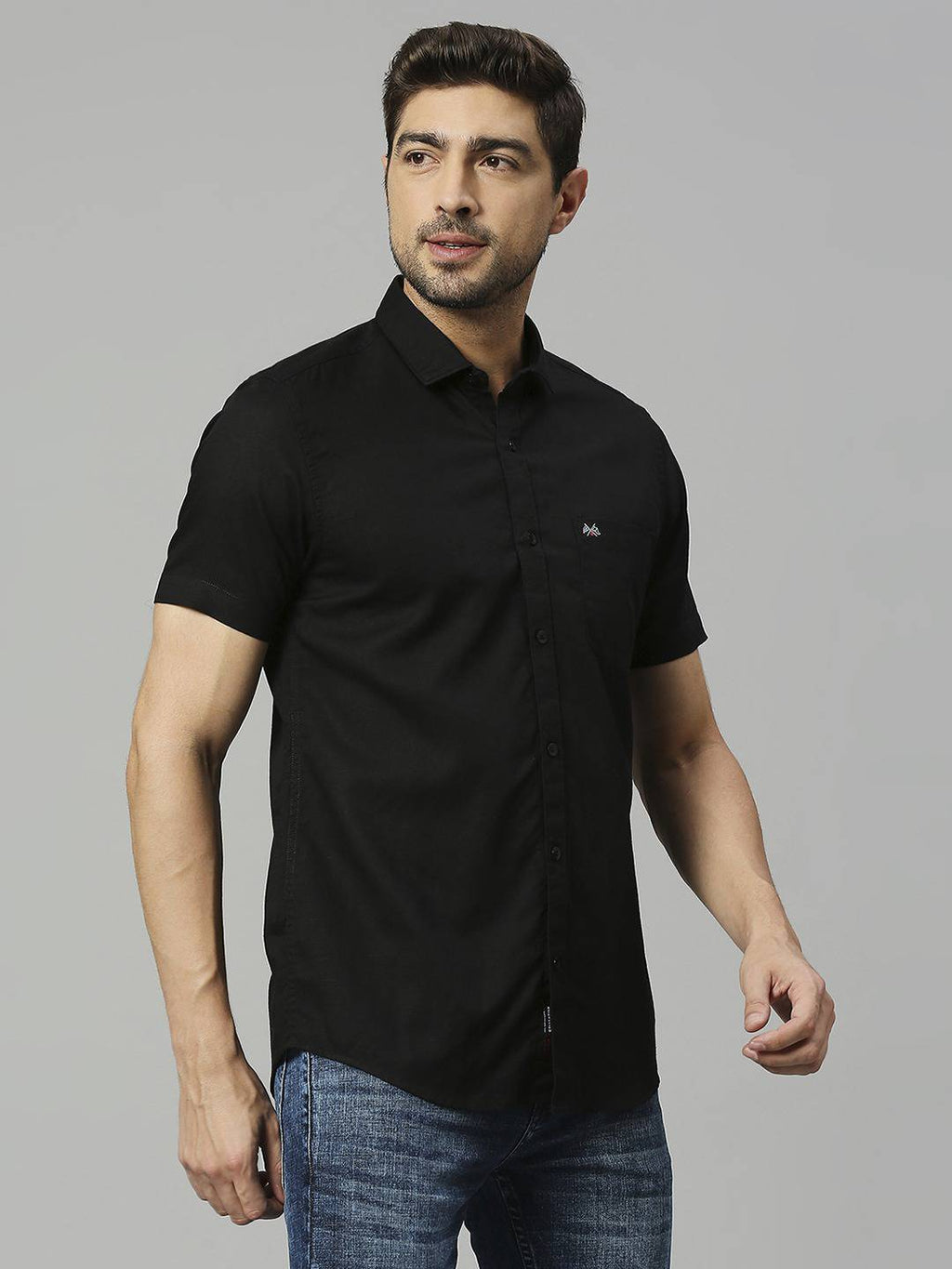 Thomas Scott Men Classic Slim Fit Opaque Cotton Linen Casual Shirt