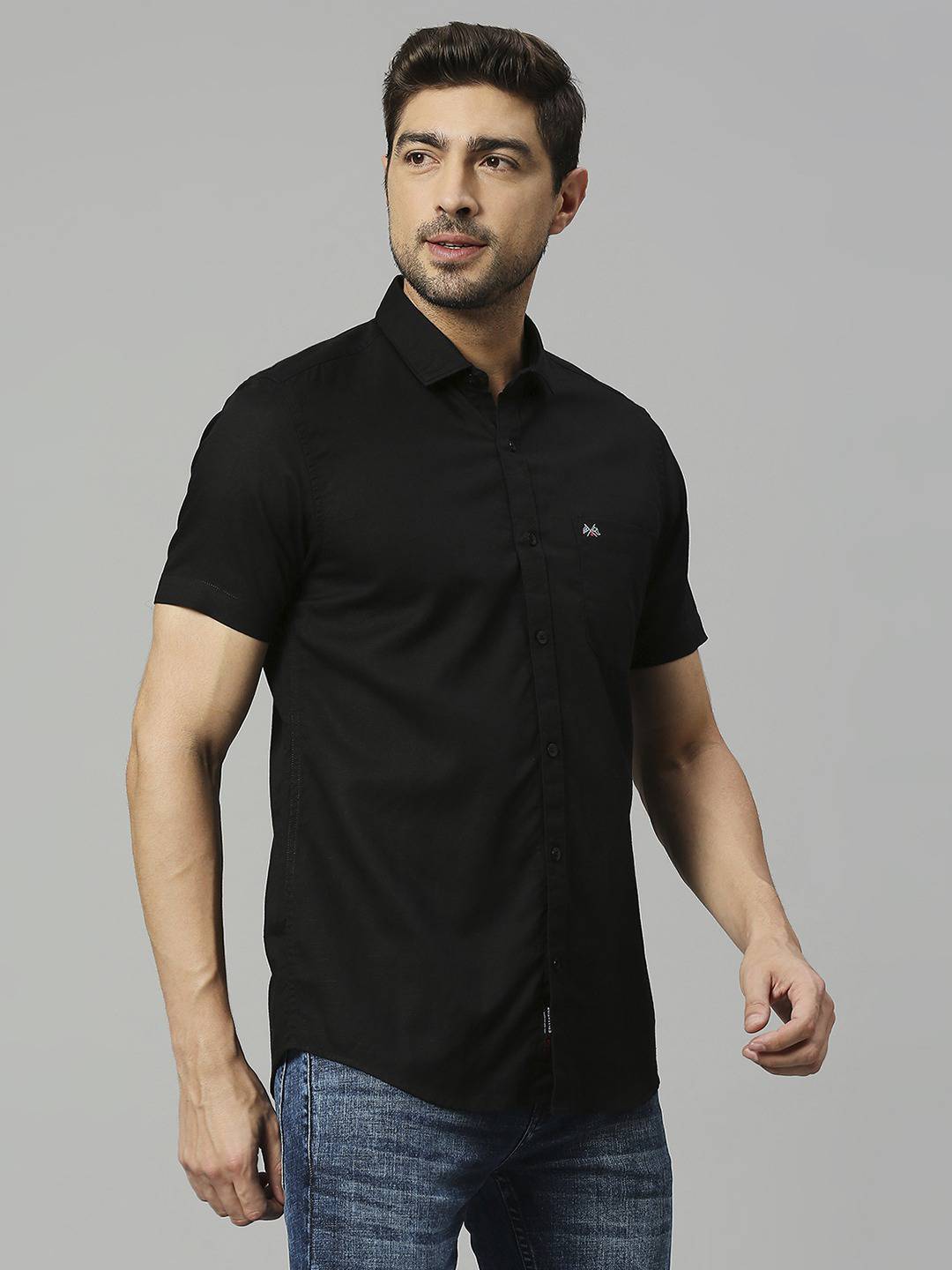Thomas Scott Men Classic Slim Fit Opaque Cotton Linen Casual Shirt