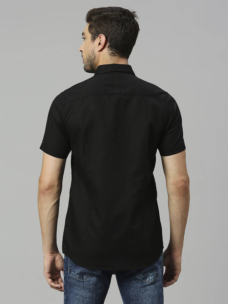 Thomas Scott Men Classic Slim Fit Opaque Cotton Linen Casual Shirt