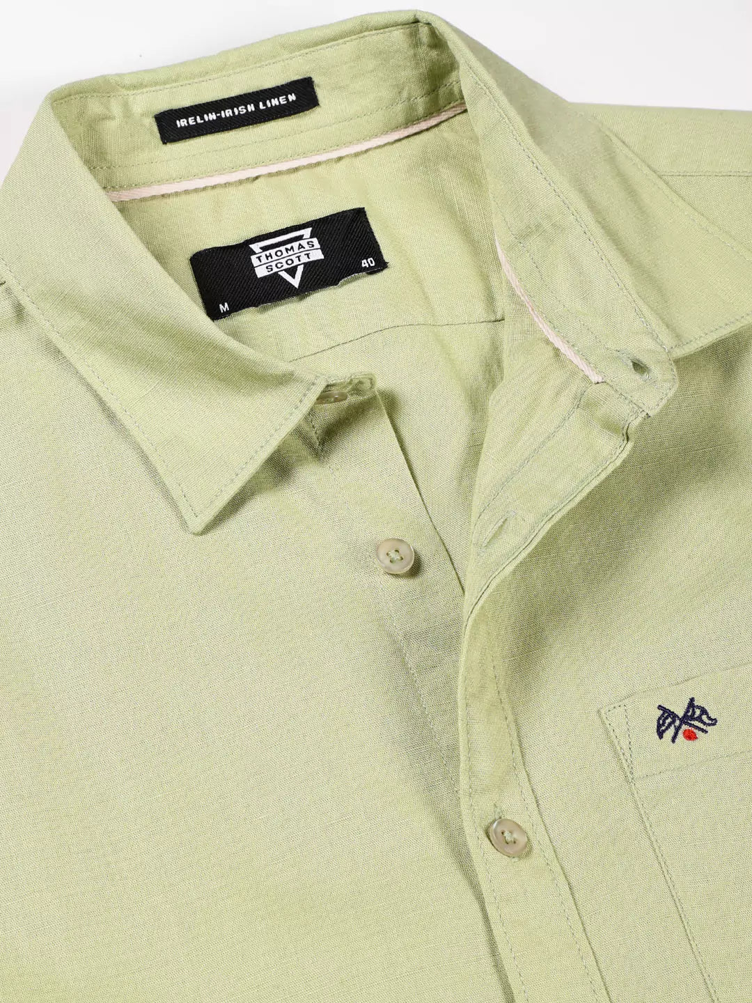 Thomas Scott Men Classic Cotton Linen Slim Fit Short Sleeves Casual Shirt