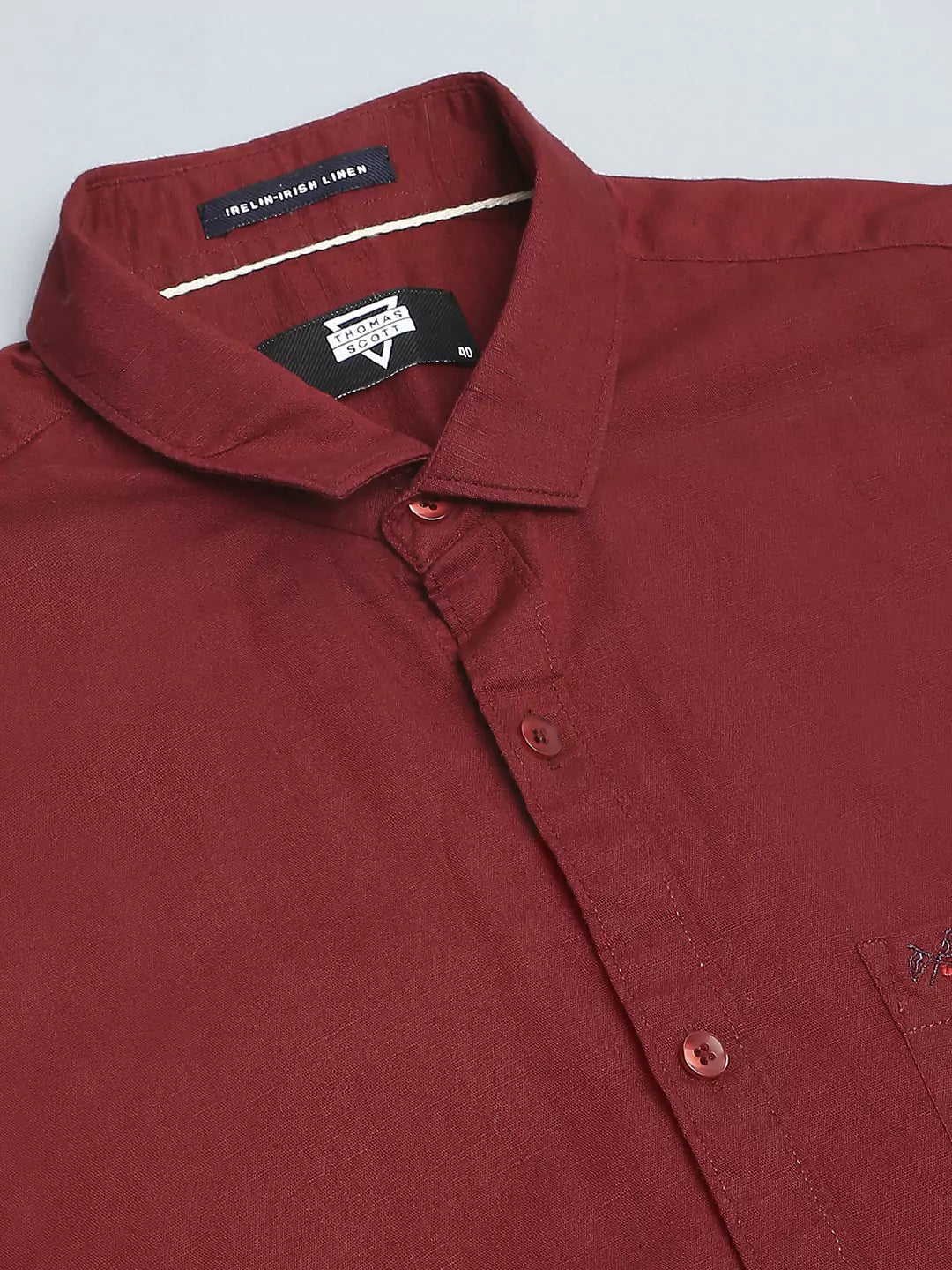 Thomas Scott Men Classic Slim Fit Opaque Cotton Linen Casual Shirt