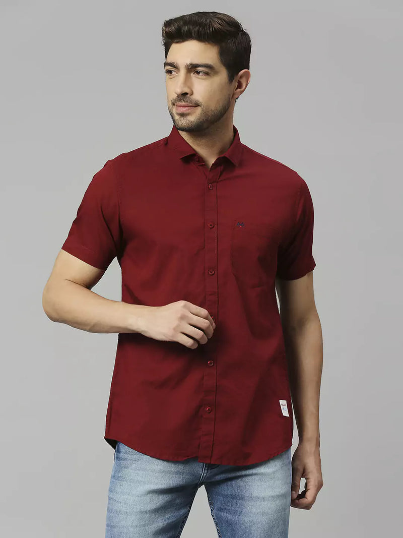 Thomas Scott Men Classic Slim Fit Opaque Cotton Linen Casual Shirt