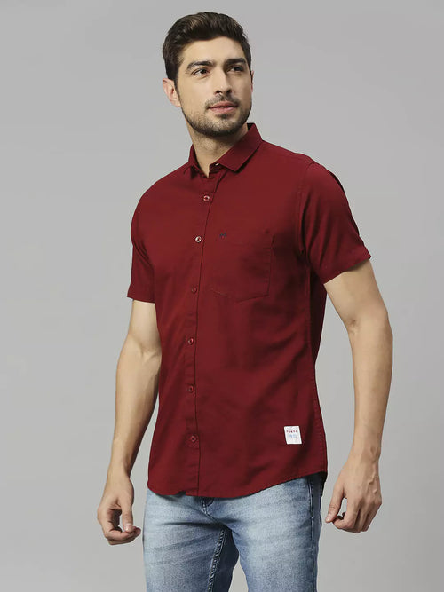 Thomas Scott Men Classic Slim Fit Opaque Cotton Linen Casual Shirt