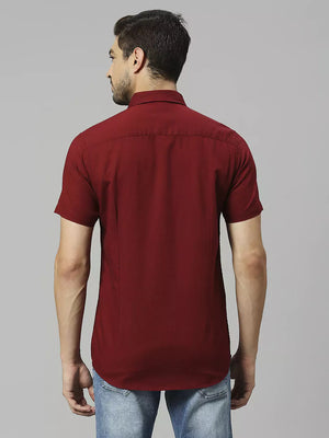 Thomas Scott Men Classic Slim Fit Opaque Cotton Linen Casual Shirt