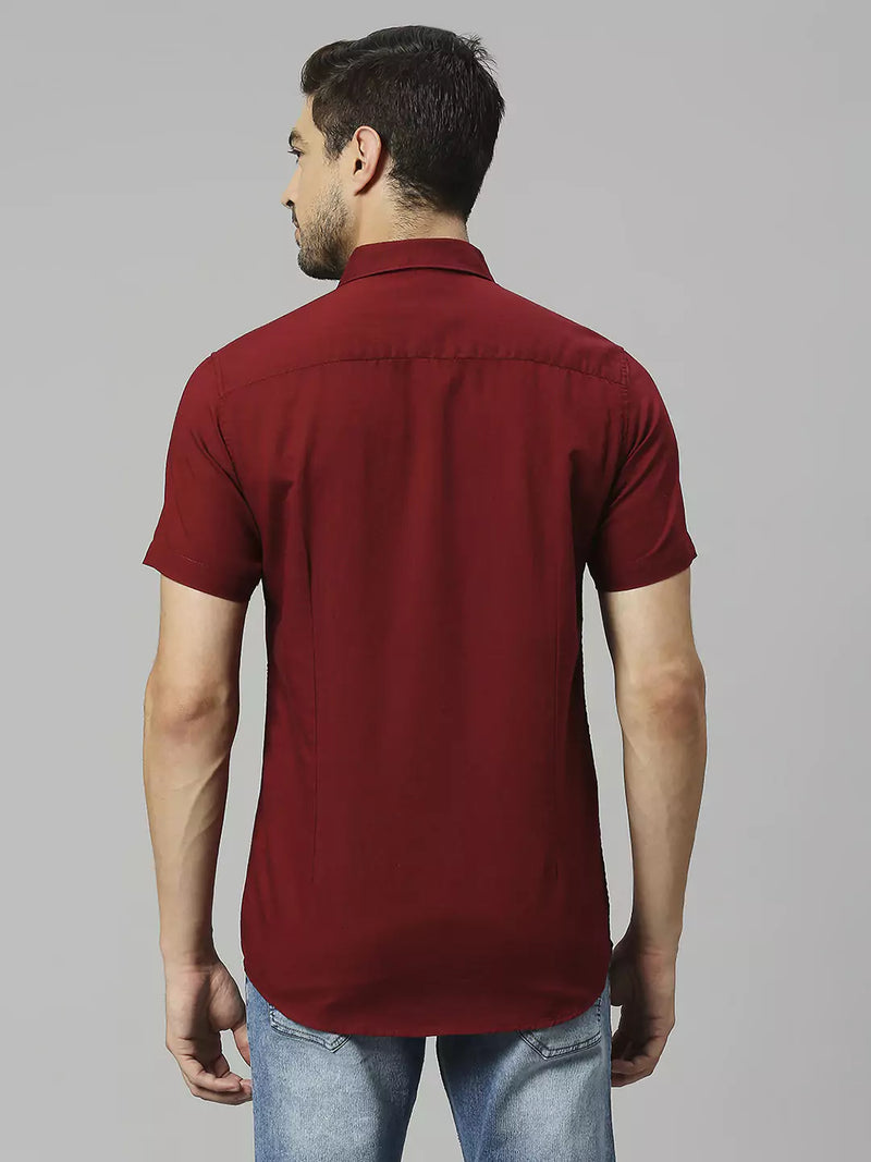 Thomas Scott Men Classic Slim Fit Opaque Cotton Linen Casual Shirt