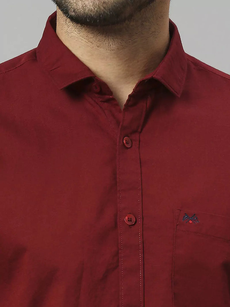 Thomas Scott Men Classic Slim Fit Opaque Cotton Linen Casual Shirt