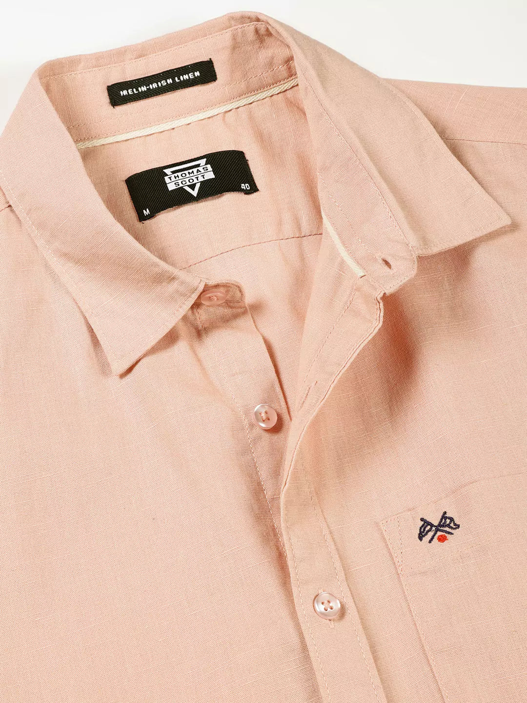 Thomas Scott Men Classic Cotton Linen Slim Fit Short Sleeves Casual Shirt