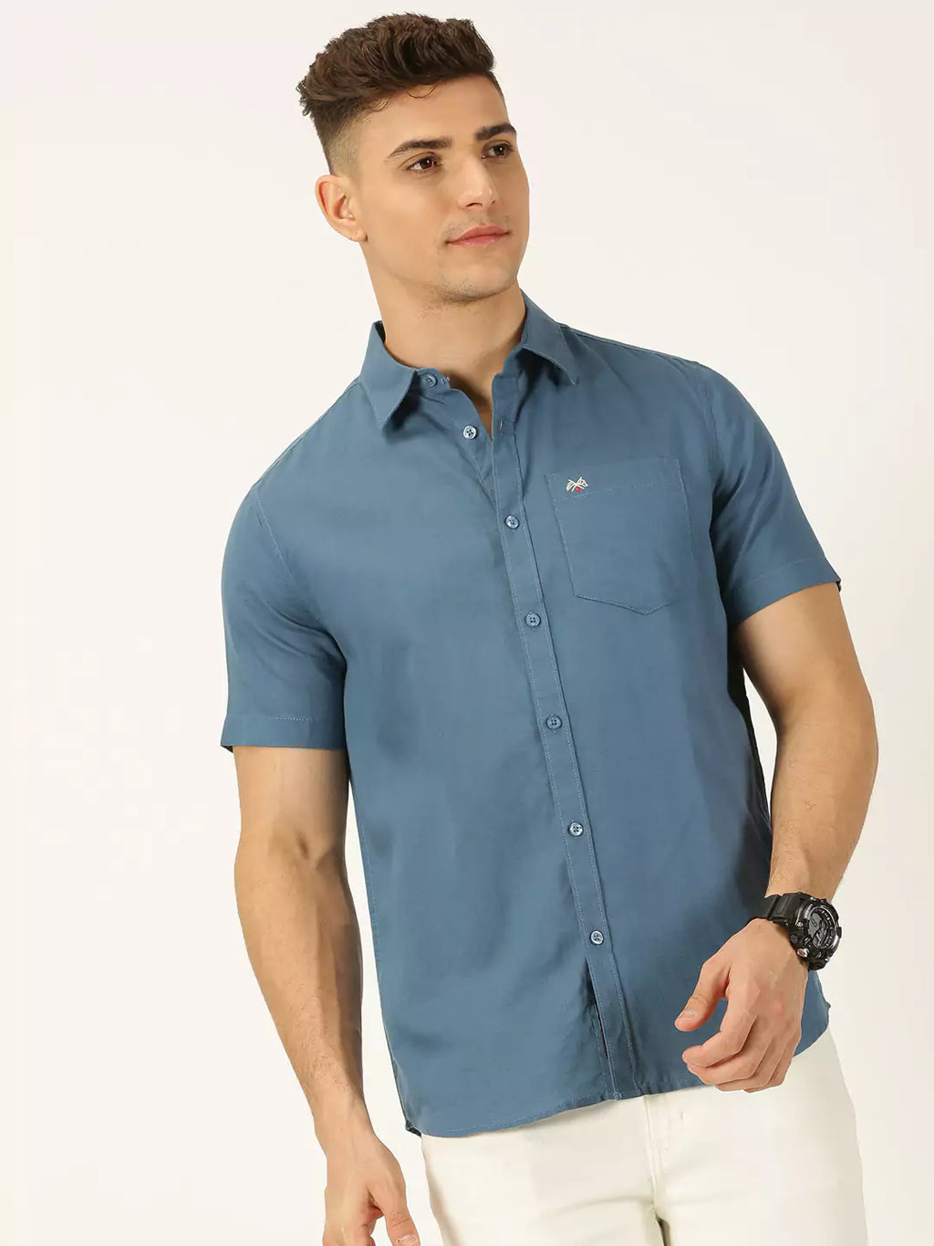 Thomas Scott Men Classic Slim Fit Casual Cotton Linen Shirt
