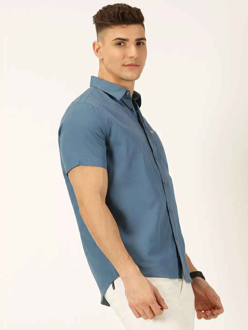 Thomas Scott Men Classic Slim Fit Casual Cotton Linen Shirt