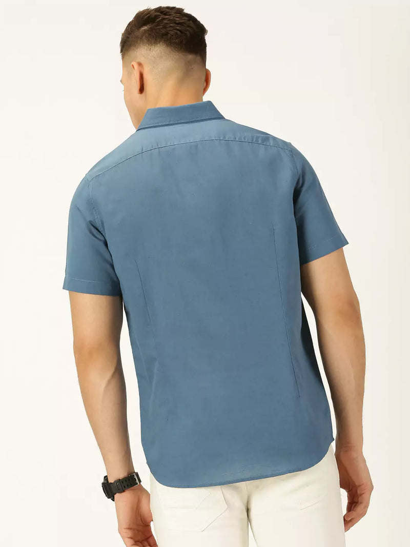 Thomas Scott Men Classic Slim Fit Casual Cotton Linen Shirt