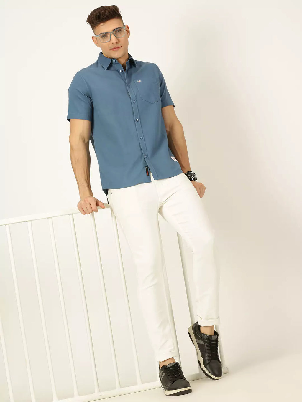 Thomas Scott Men Classic Slim Fit Casual Cotton Linen Shirt