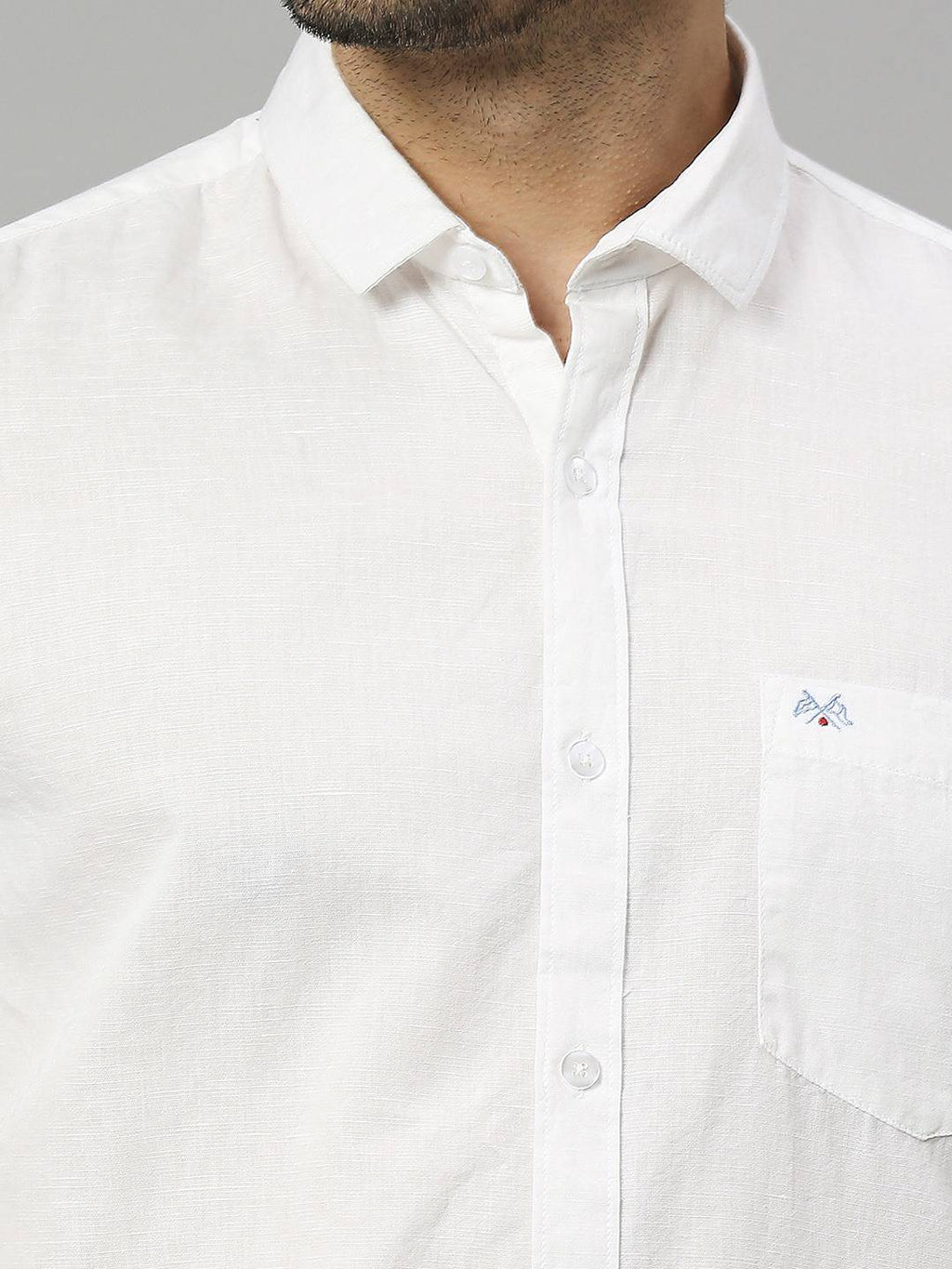 Thomas Scott Men Cutaway Collar Classic Slim Fit Cotton Linen Casual Shirt