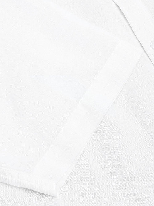 Thomas Scott Men Cutaway Collar Classic Slim Fit Cotton Linen Casual Shirt