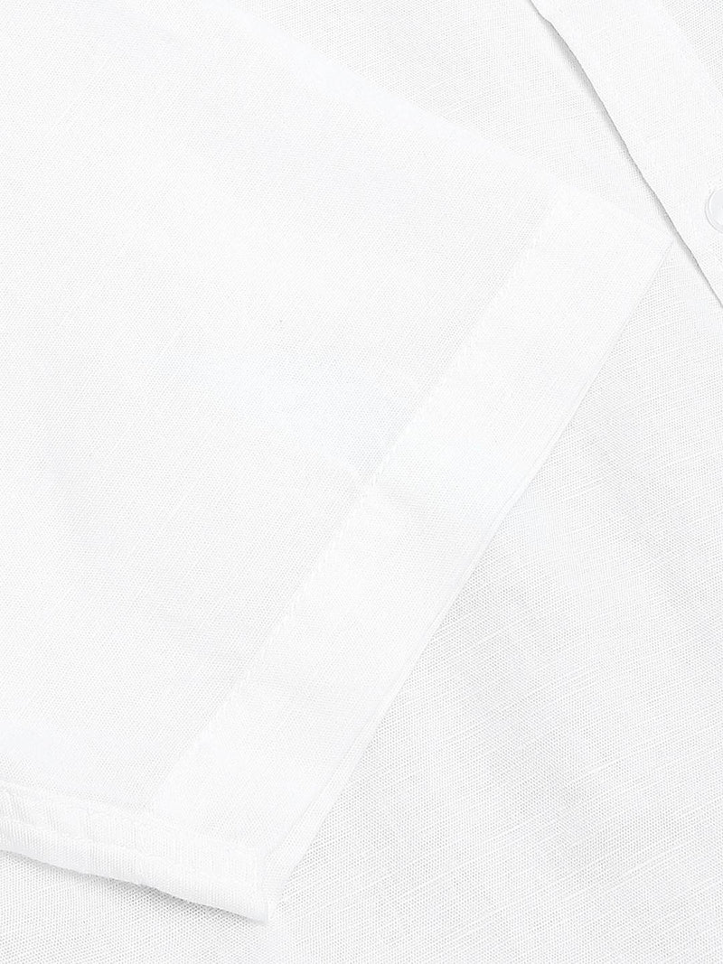 Thomas Scott Men Cutaway Collar Classic Slim Fit Cotton Linen Casual Shirt