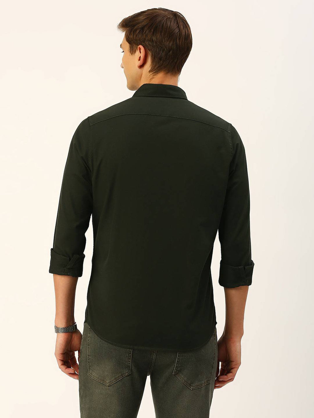 Thomas Scott Men Cotton Twill Classic Slim Fit Opaque Casual Shirt