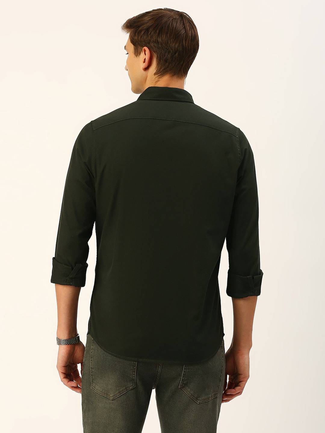 Thomas Scott Men Cotton Twill Classic Slim Fit Opaque Casual Shirt