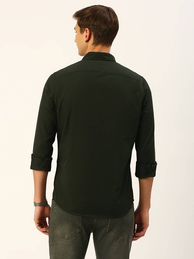Thomas Scott Men Cotton Twill Classic Slim Fit Opaque Casual Shirt