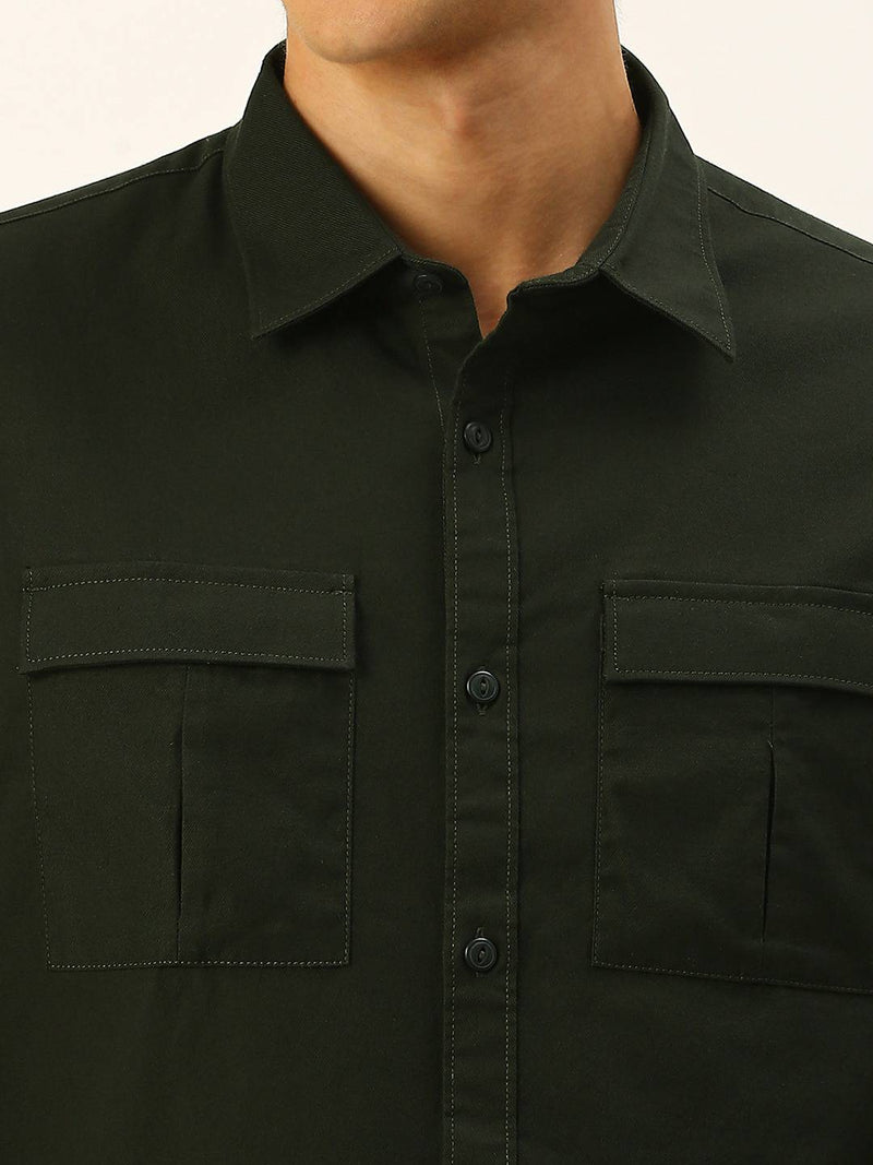 Thomas Scott Men Cotton Twill Classic Slim Fit Opaque Casual Shirt