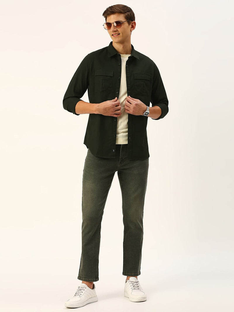 Thomas Scott Men Cotton Twill Classic Slim Fit Opaque Casual Shirt