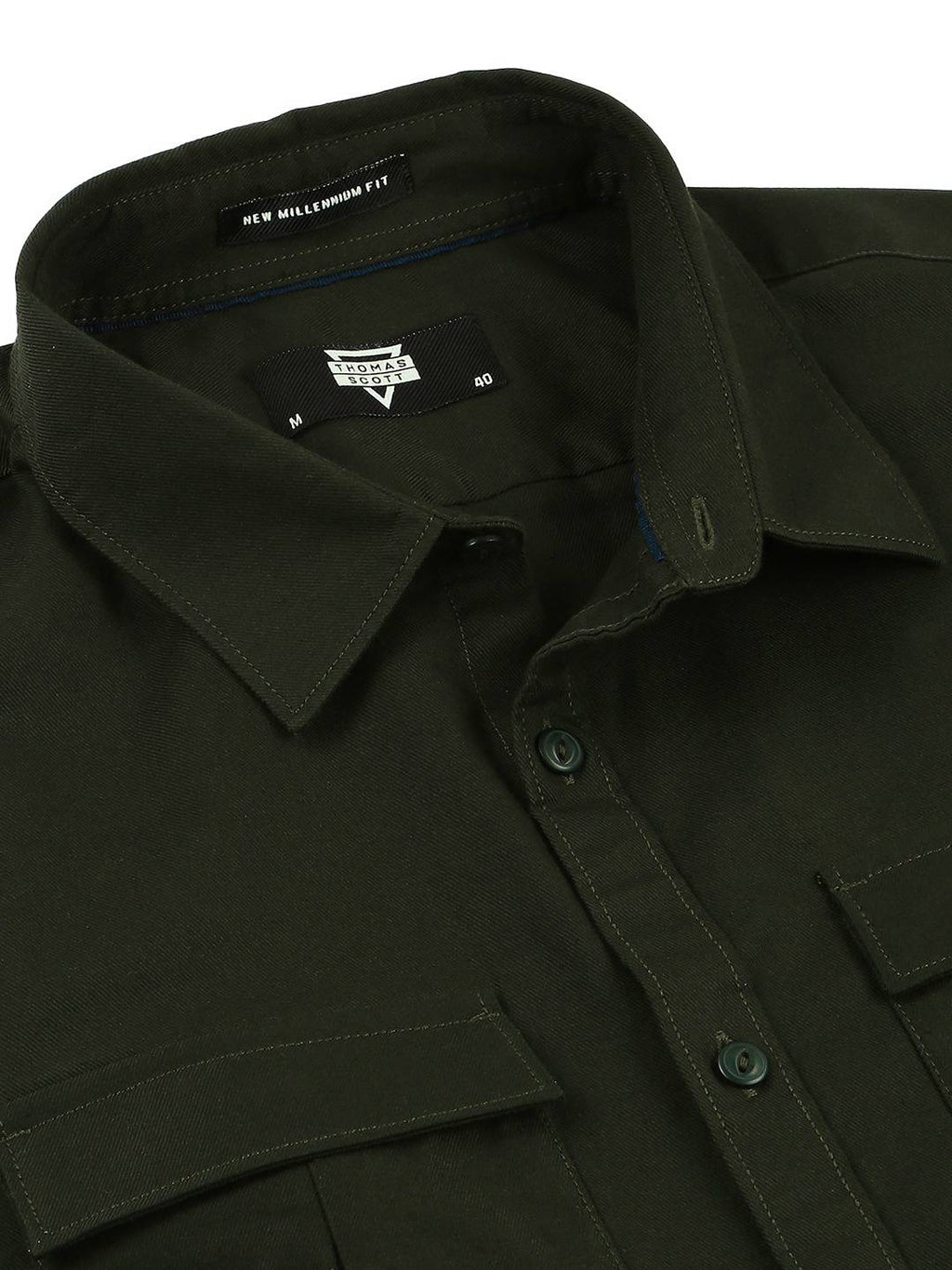 Thomas Scott Men Cotton Twill Classic Slim Fit Opaque Casual Shirt