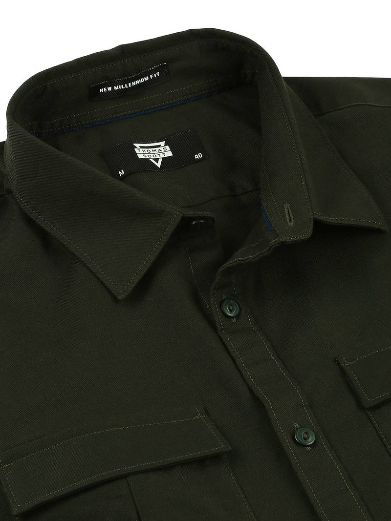 Thomas Scott Men Cotton Twill Classic Slim Fit Opaque Casual Shirt