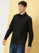 Black Classic spread collar Long Sleeves Slim Fit Casual Cotton Shirt For Men