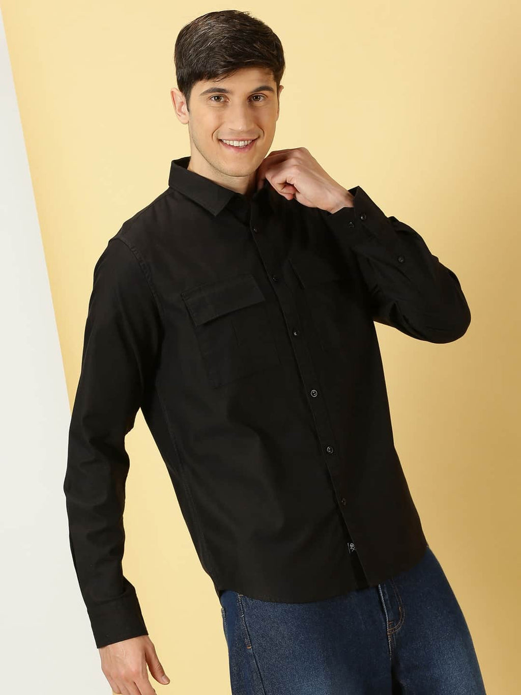 Thomas Scott Men Classic spread collar Long Sleeves Slim Fit Casual Cotton Shirt