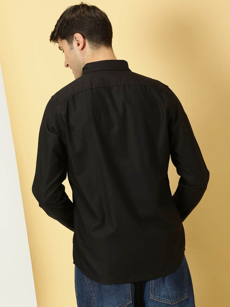 Thomas Scott Men Classic spread collar Long Sleeves Slim Fit Casual Cotton Shirt