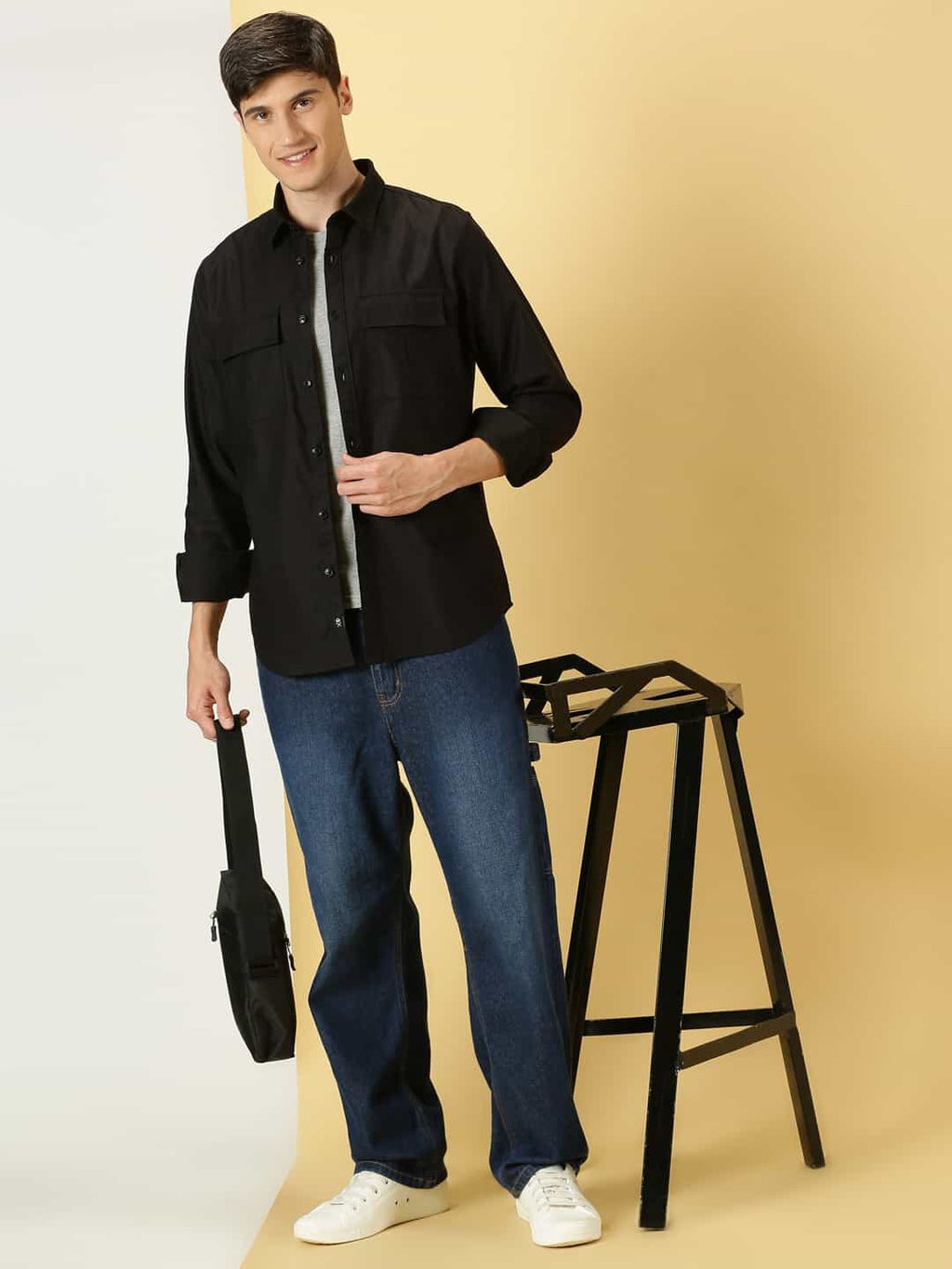 Thomas Scott Men Classic spread collar Long Sleeves Slim Fit Casual Cotton Shirt